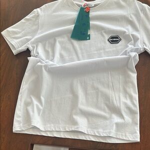 Off-White White Tee with Teal Tags